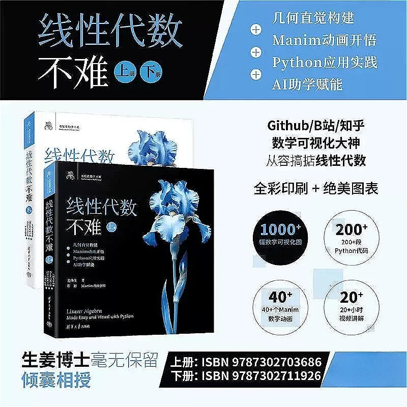 2 Books Linear Algebra Is Not Difficult Textbook Iris Flower Book Series Linear Algebra Made Easy and Visual with Python