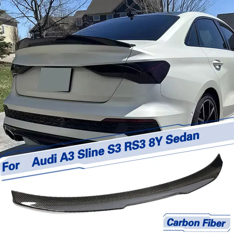 

Car Rear Trunk Spoiler Wings Carbon Fiber for Audi A3 Sline S3 RS3 8Y Sedan 2021-2023 Rear Spoiler Boot Duckbill Wing Lip FRP