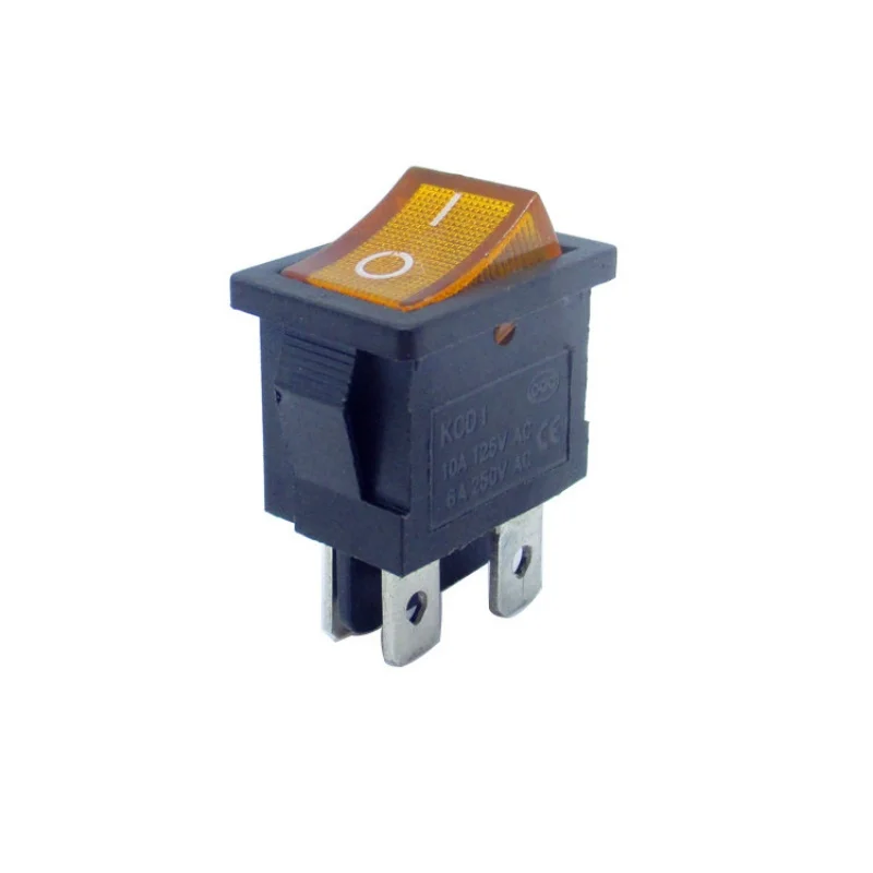 Widely Using 15*21mm yellow PA66 ON-OFF Short Double Row 4PIN Mini Rectangle Rocker Switch 250V kcd1 with Light