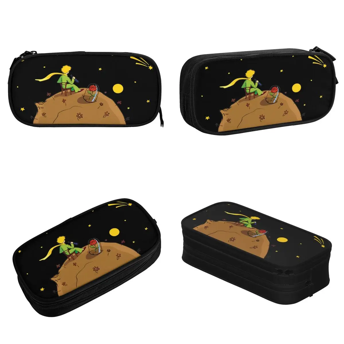 Trousse à crayons avec fermeture éclair pour filles et garçons, beaux grands sacs de rangement, le petit prince, la planète, la papeterie scolaire, les poudres, les étudiants