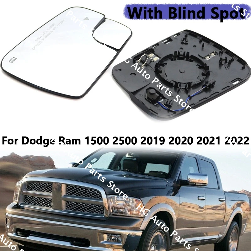 

68402094AA 68402095AA For Dodge Ram 1500 2500 2019 2020 2021 2022 With Heated Blind Spot Car Side Rearview Mirror Glass Lens