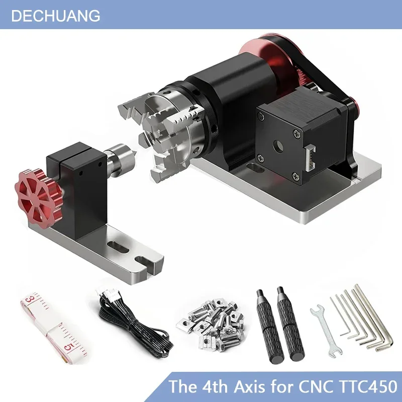 CNC 4th Axis Rotary Axis For TTC450 CNC Milling Machine 3-Jaw Chuck Structure Rotary Axis Clamp Diameter 4-60mm for Cylindrical