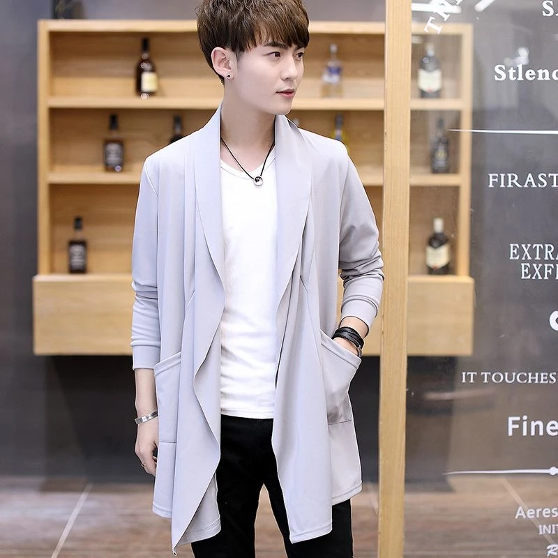 

Korean Trendy Men's Mid Length Sun Protection Cape Slim Fit Lightweight Windbreaker Coat for Outdoor Activities​