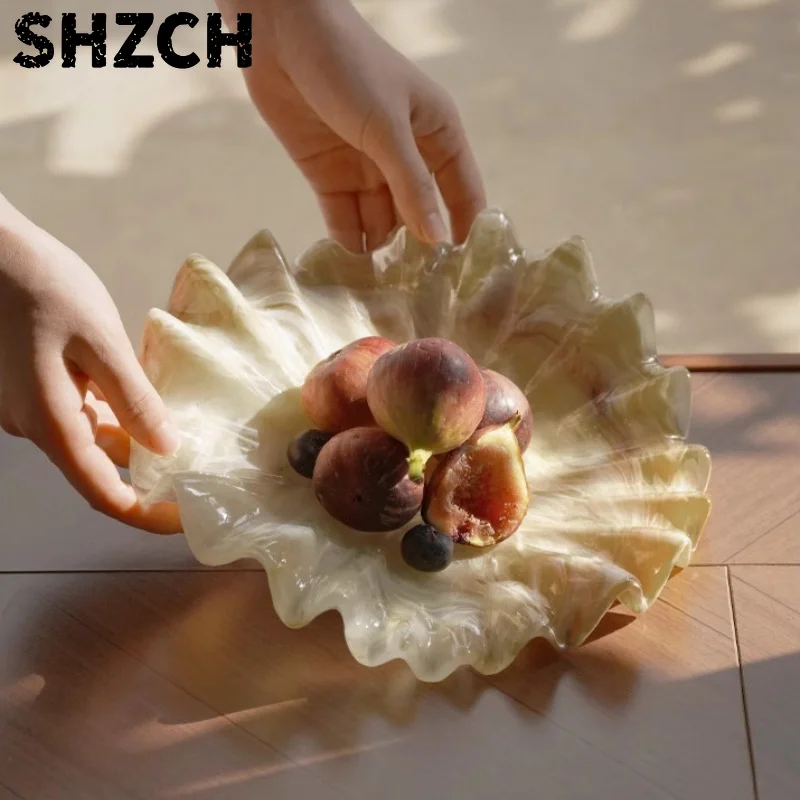 Seashell Style Decorative Fruit Bowl Creative Living Room Tabletop Display Elegant Candy Storage Tray Dining Table Centerpiece