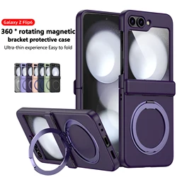 For Samsung Z Flip 7 6 5 4 3 7FE 360°Magnetic Rotating Holder Magsafe Phone Case Matte Hard PC Hinge Protection Shockproof Cover