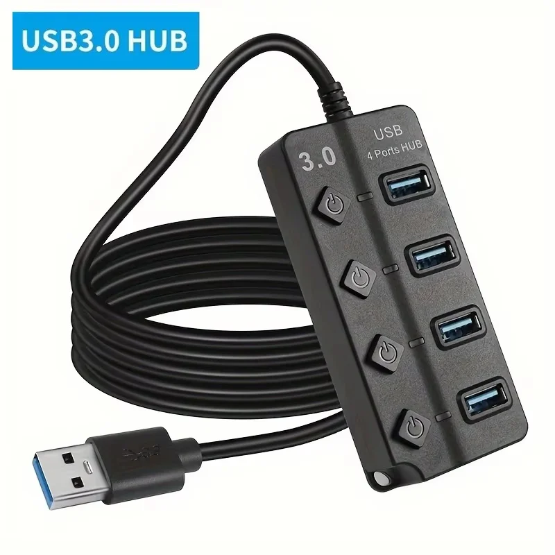 USB Hub 3.0 Multiprise USB High Speed Splitter 7 Port 5Gbps Hub Power Adapter With Switch Long Cable With Multiple Expander Hub