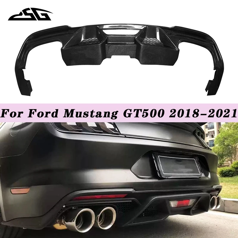 

Carbon Fiber Rear Bumper Diffuser Lip Lower Guard Plate Splitter Spoiler For Ford Mustang GT500 2018-2021 Rear Lip Body Kit