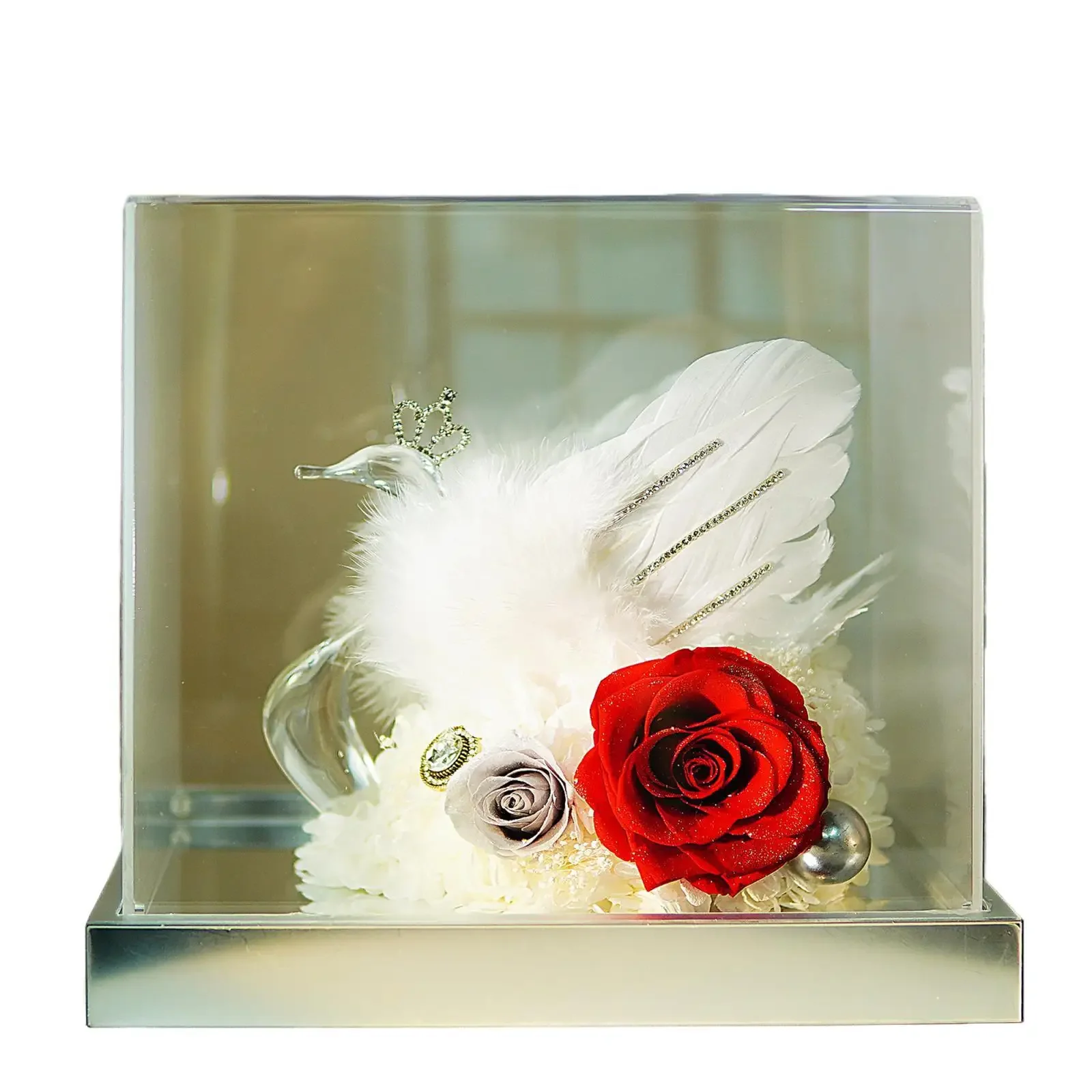 

Вечный цветок, лебедь, акрил, подарочная коробка Фестиваль Циси для подруги, исповедь, подарок на день рождения