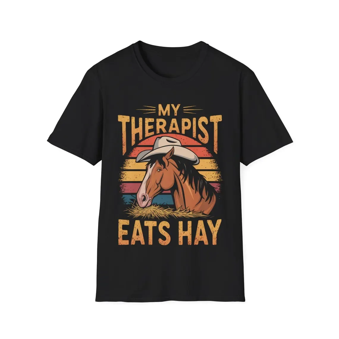 I'd Rather Be At The Barn T-Shirt Horse Riding Gift, Equestrian Tee Short Sleeve Crew Neck Top for Summer & Spring Clothing