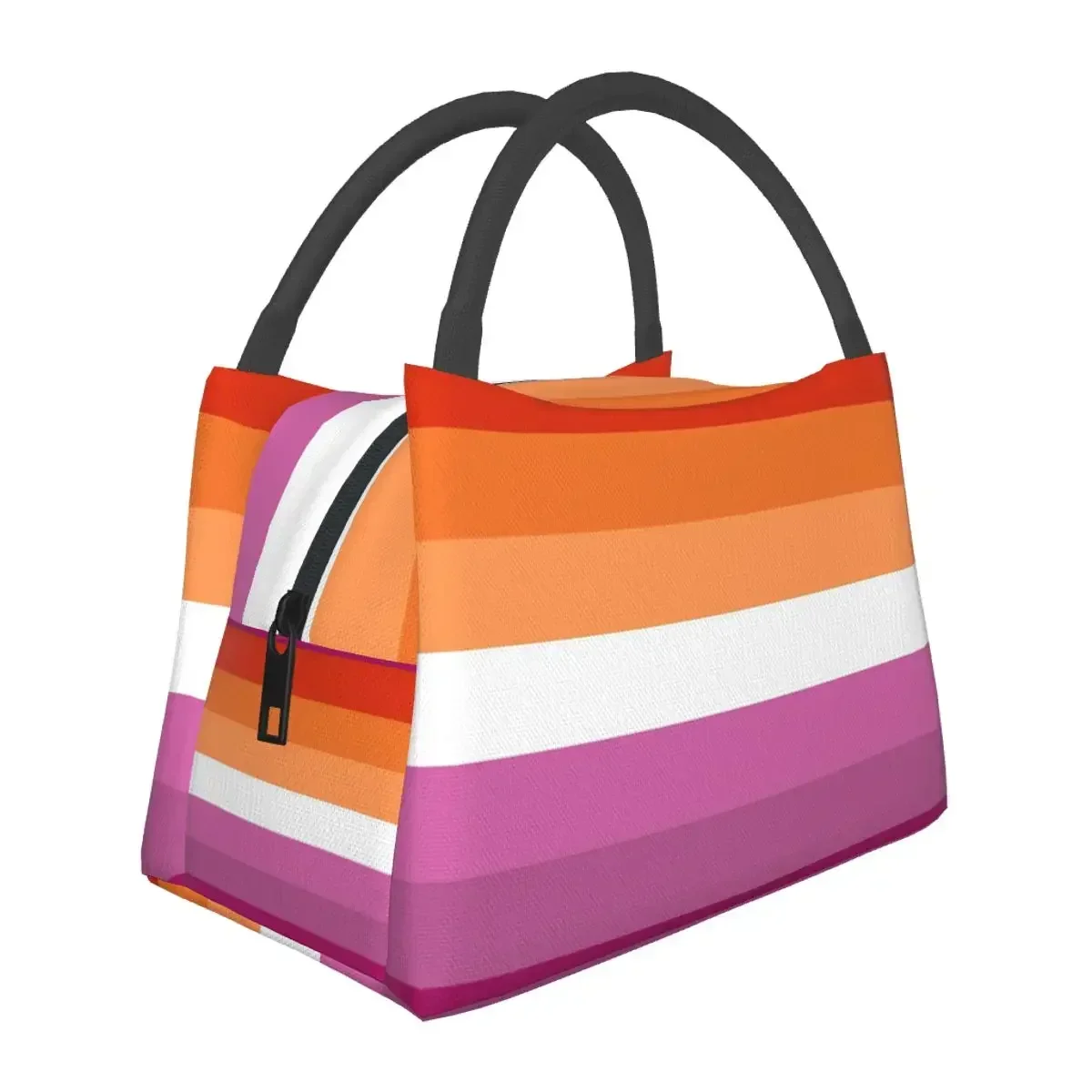 Orange - Magenta Lines Lesbian Pride Flag Butch Femme Pride Flag Lunch Bags Insulated Bento Box Picnic Bags Cooler Thermal Bag