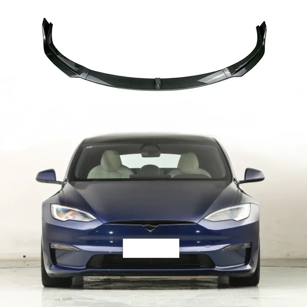 

New! Front Bumper Splitter Lip Spoiler Diffuser Guard Cover Body Kits For Tesla Model S / Model S Plaid 2021 2022 2023 Gloss Bla