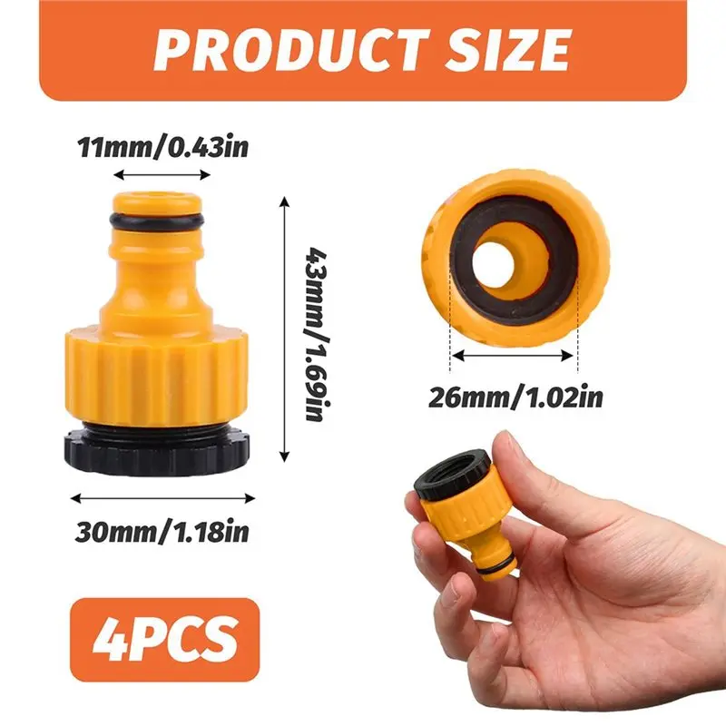 HOTA43T Universal For Hose Pipe Connectors& For Hose Tap Connector Set(4PCS), Plastic Outside Tap Connector For Hose Pipe