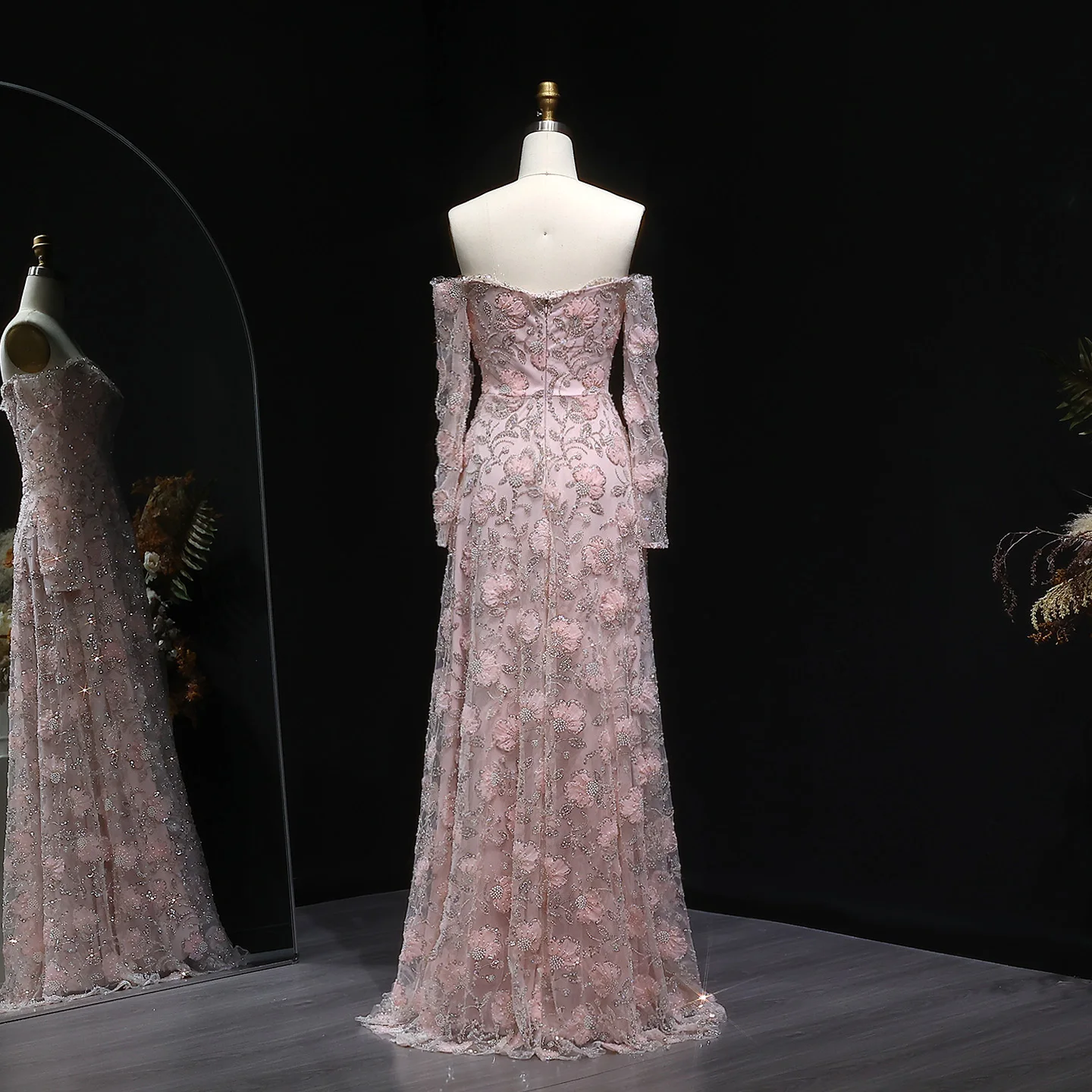 Sharon disse elegante fora do ombro vestido de noite manga longa luxruy frisado árabe festa vestidos de baile para mulher ss638 personalizado