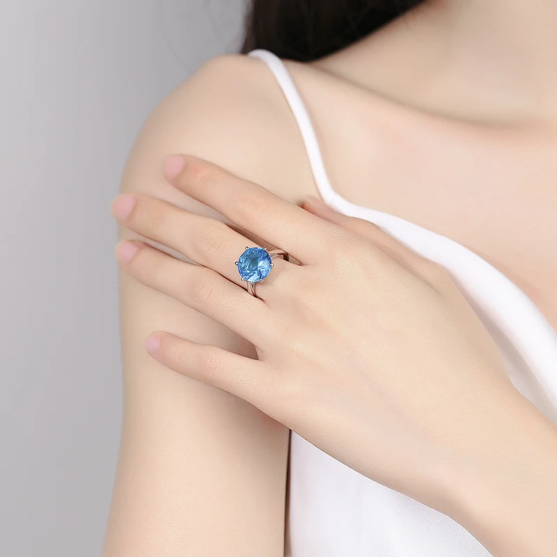 

Sapphire Blue Zircon Oval Wedding Ring For Women Girls