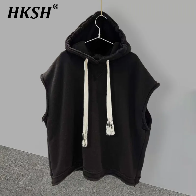 HKSH Solid Color Hooded Sleeveless T-shirt Men's Summer New Fashion Chic Ins Korean Style Fashion Versatile Handsome Vest HK1001