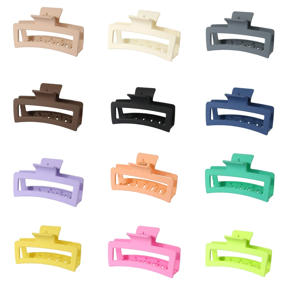 

12pcs 13CM Korean Large Solid Hair Claw Elegant Hairpins Barrette Crab Clips for Women Girl Square Headwear Accessories Jewelry