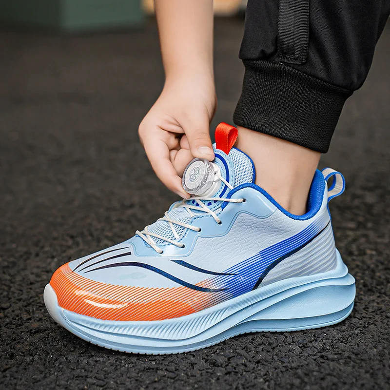 

Fall New Arrival Kids' Sports Shoes Stylish Running Shoes Leather Rotating Buckle Running Shoes Youth Outdoor Sports Shoes