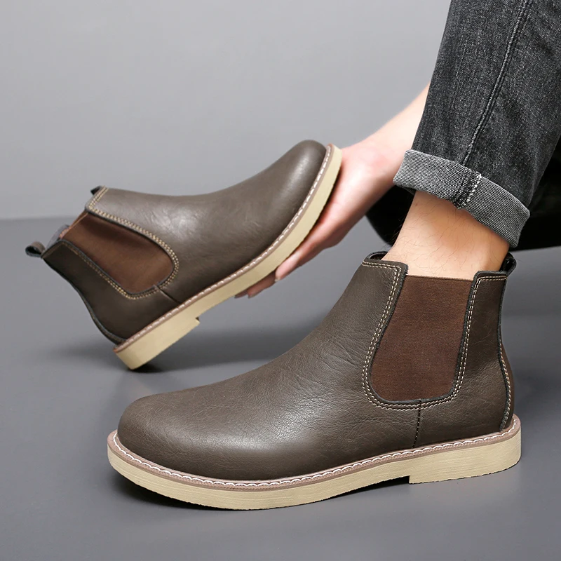 

Men's Genuine Leather Chelsea Boots, High-quality Retro Casual Shoes, Comfortable Denim Boots, Street Winter Boots, Large Size48