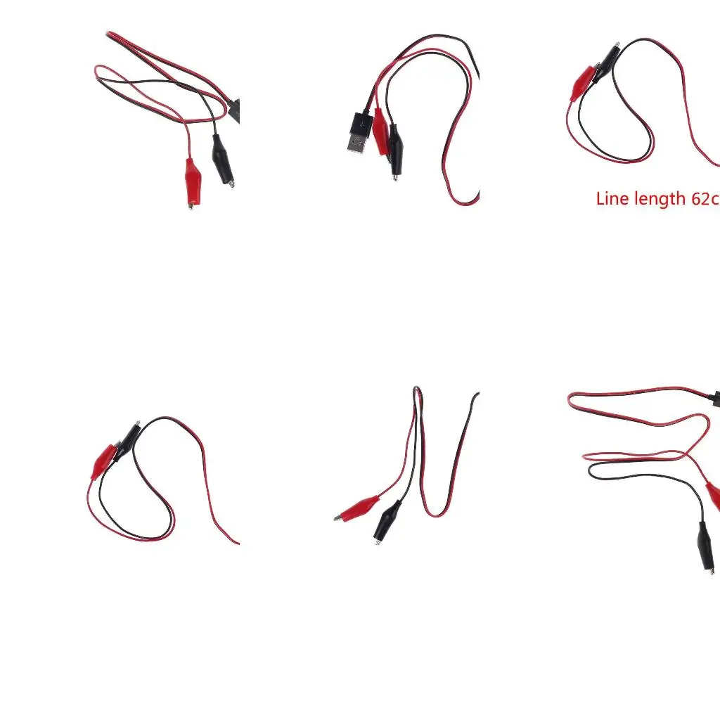 55cm Test Clips Clamp to USB Male Connector Power Supply Adapter Wire Cord Line Accessories Replacement