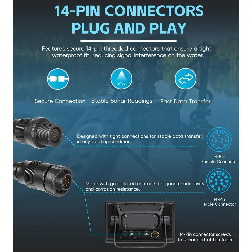 720106-1 EC M3 14W10 كابل تمديد محول الطاقة (10 أقدام) لـ Humminbird APEX، SOLIX، Onix Fish Finders Sonar Cable، متوافق مع