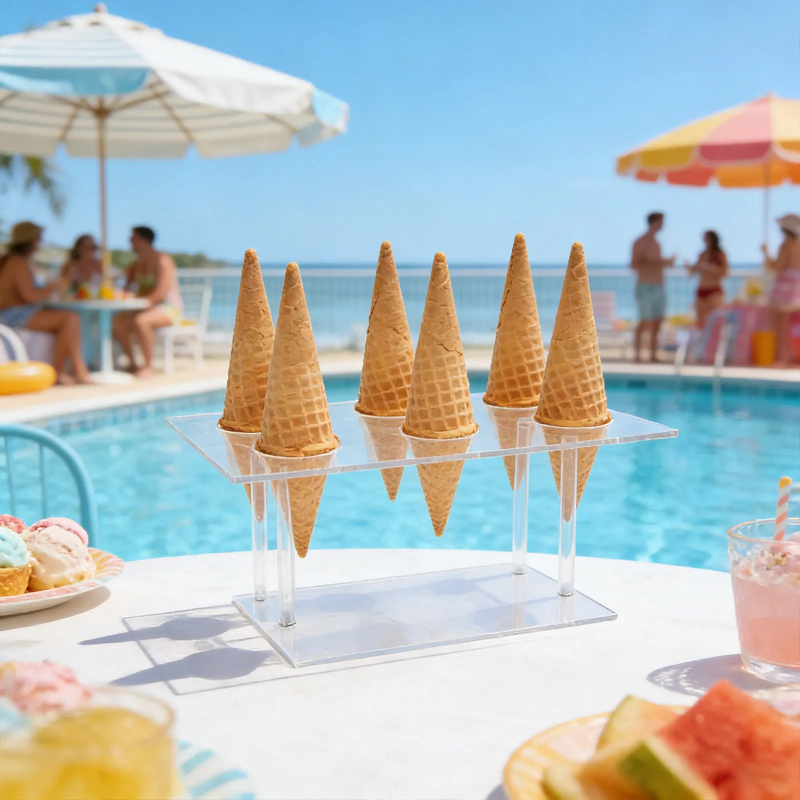 2Pcs Ice Cream Cone Stand Clear Acrylic 6 Holes 16 Holes Dessert Display Tray for Restaurant Catering Buffet Party Events