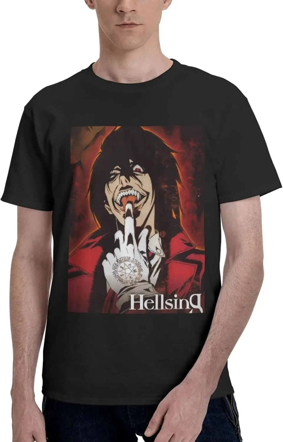 Anime Hellsing Alucard T Shirt pria musim panas katun Tee nyaman leher bulat lengan pendek Tee mode baru Top Tee