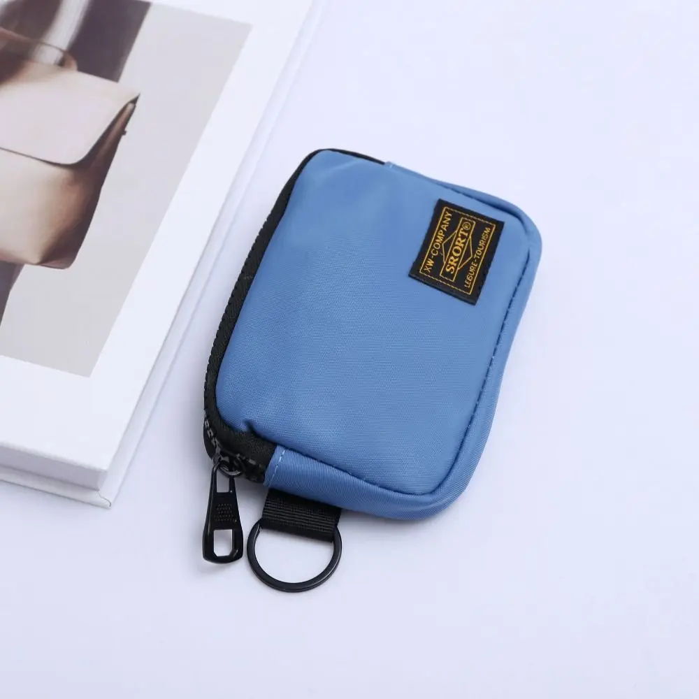 New Canvas Coin Purse Zipper Solid Color Short Wallet Card Holder Earphone Bag Boy