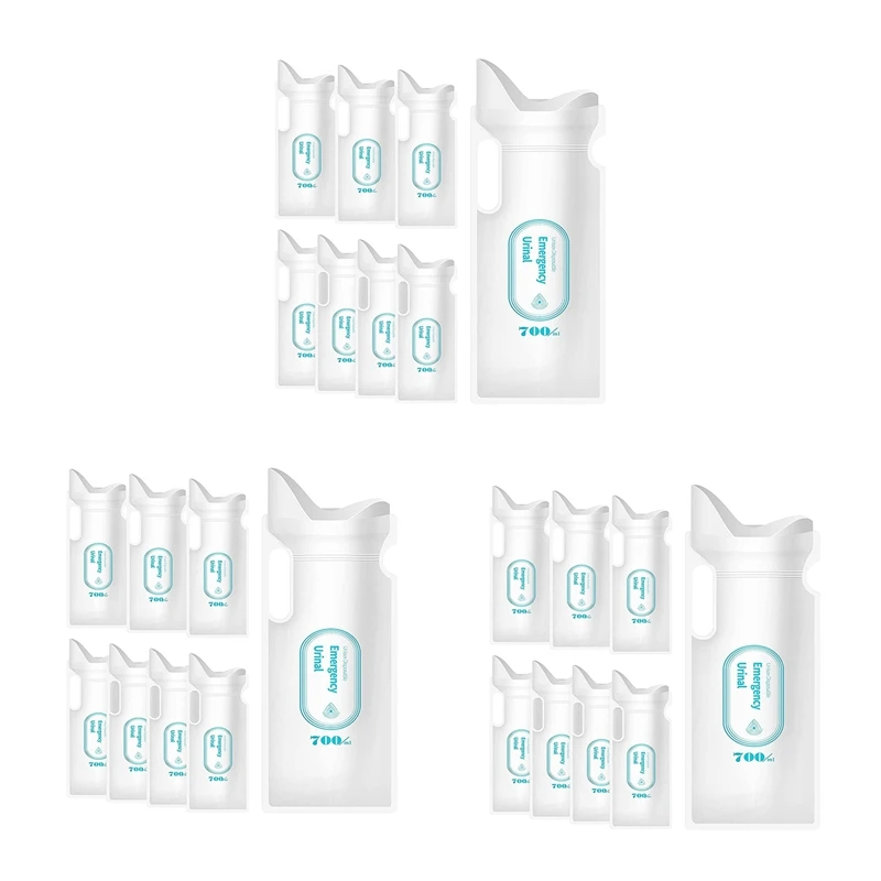 New-24PCS أكياس البول القابل للتصرف، 700 مل أكياس البول للسفر والتخييم في حالات الطوارئ ومربى المرور، أكياس التبول مع الرجل والنساء