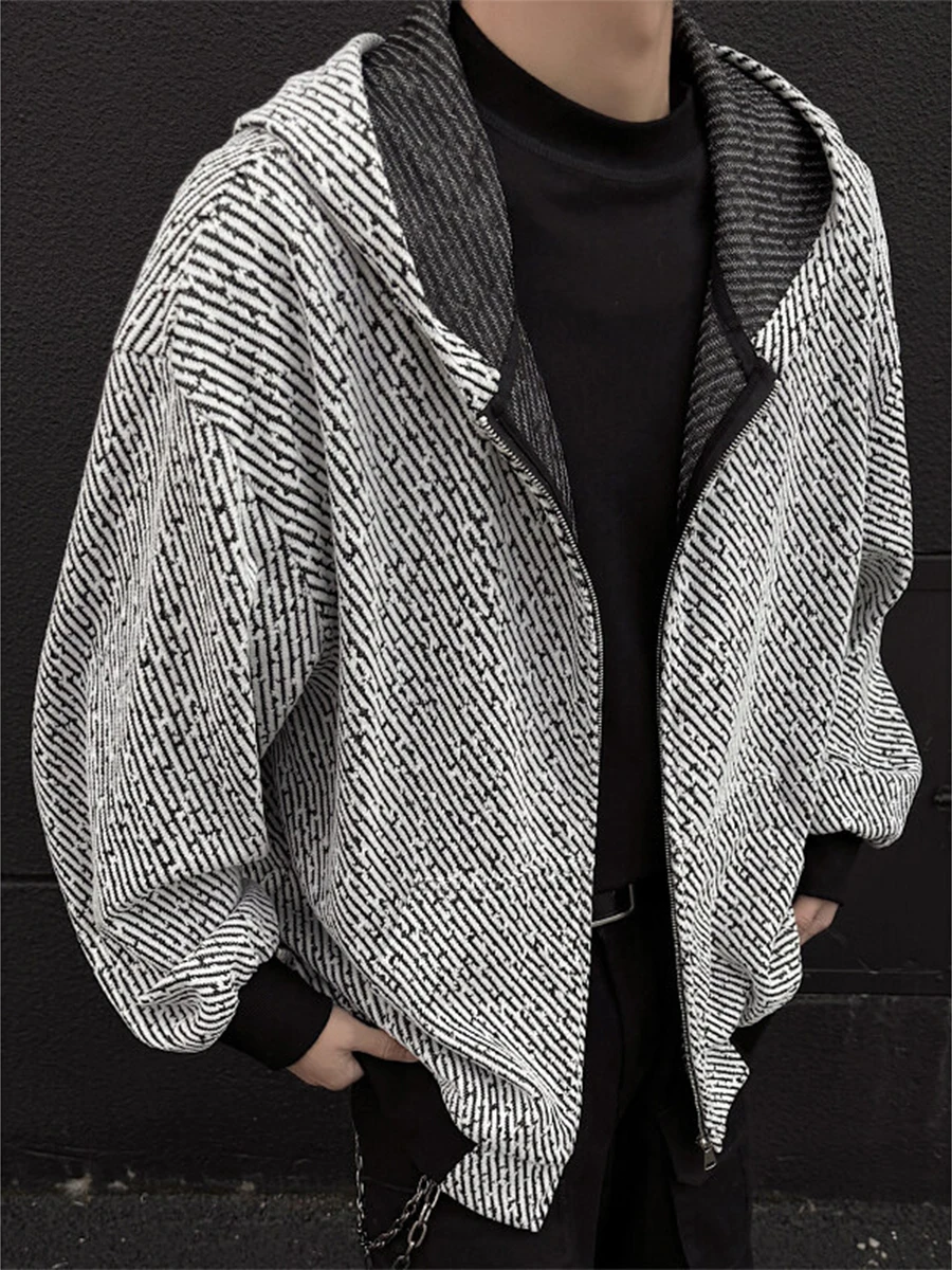 

Мужской кардиган-куртка American Sle с капюшоном, весна-осень, новый модный дизайн, повседневная одежда, полиэстер, длинный рукав, на молнии