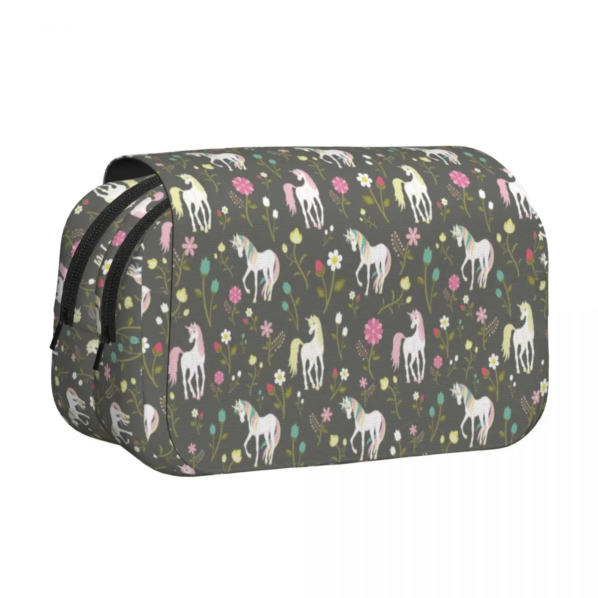 Cartoon Unicorn Double Clamshell Pen Case Pencil Box Pen for Student Large Storage Pencil Bags School Supplies Gift Stationery