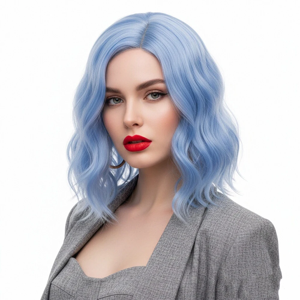 VICWIG Synthetic Hair for Women Blue Pink Orange Purple White Black Red Short Wave Cosplay Wig Heat Resistant