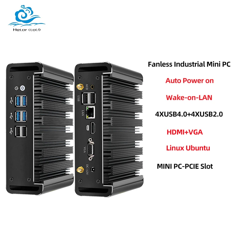 

Helorpc Industrial Mini PC with i7-5500U Support WiFi Fanless Computer with 4xUSB3.0 4xUSB2.0 1x HDMI 1xVGA Windows10Pro Ready