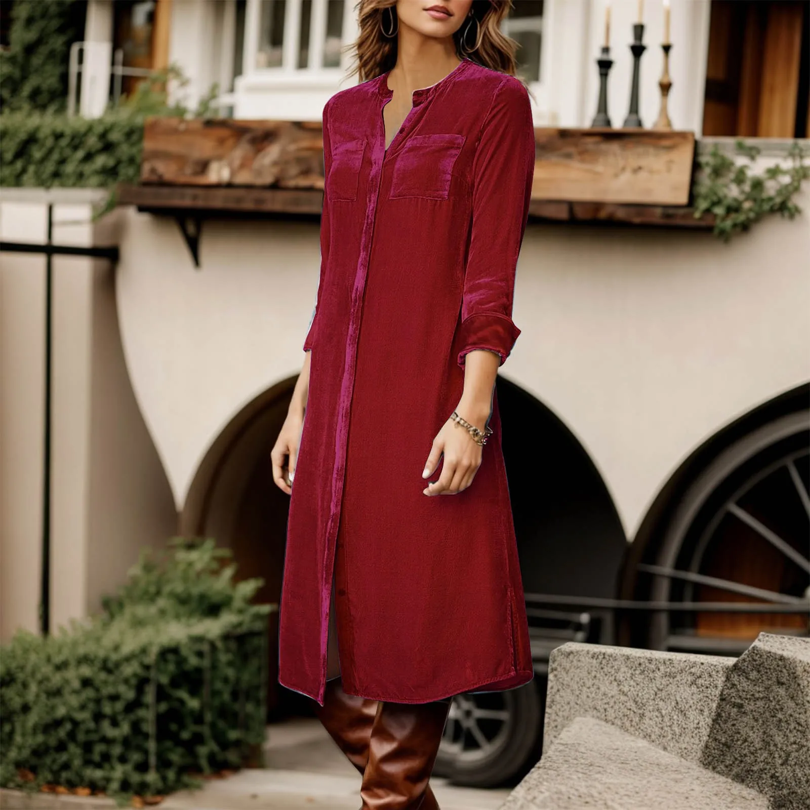 Lente Herfst Mode Shirt Jurk Vrouwen Lange Mouw Effen Kleur Casual Jurk Knoppen Down Werk Vestidos Vrouwelijke Midi Jurken