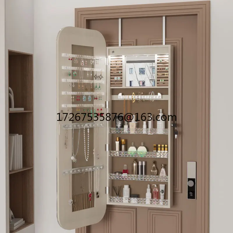 

Jewelry storage, cosmetic cabinet, dressing mirror, multi-functional storage type, solid wood home wall-mounted fitting mirror