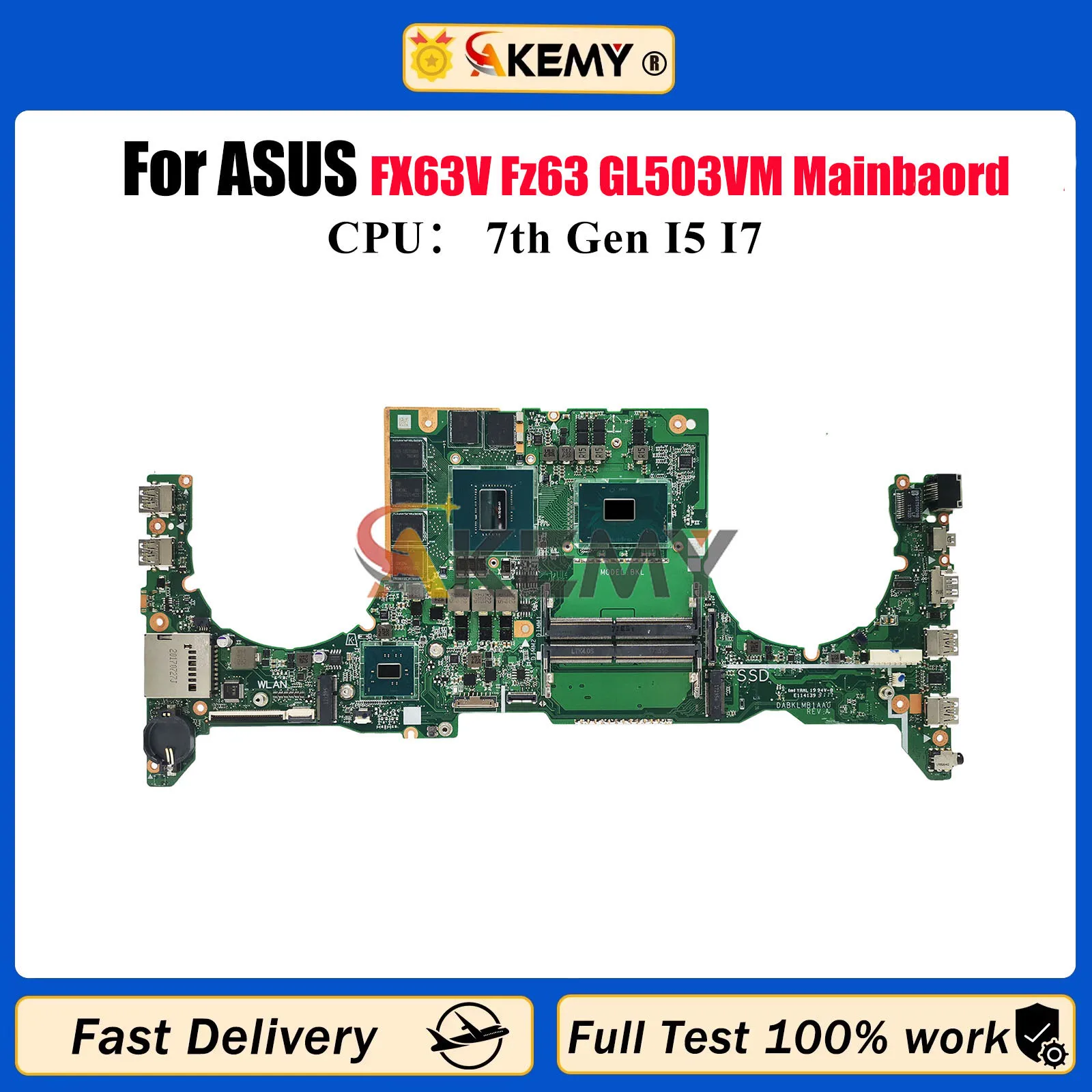 

GL503VM Laptop Motherboard For ASUS ROG Strix GL503V FX63V Fz63v GL503VM Notebook Mainboard W/ I5 I7 CPU 100% tests OK fast ship