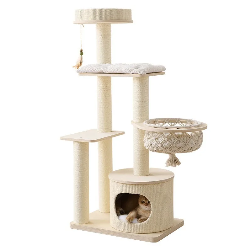 All-in-one Cat Tree with Cat Bed, Space-saving for Small Homes, Sisal Scratching Post