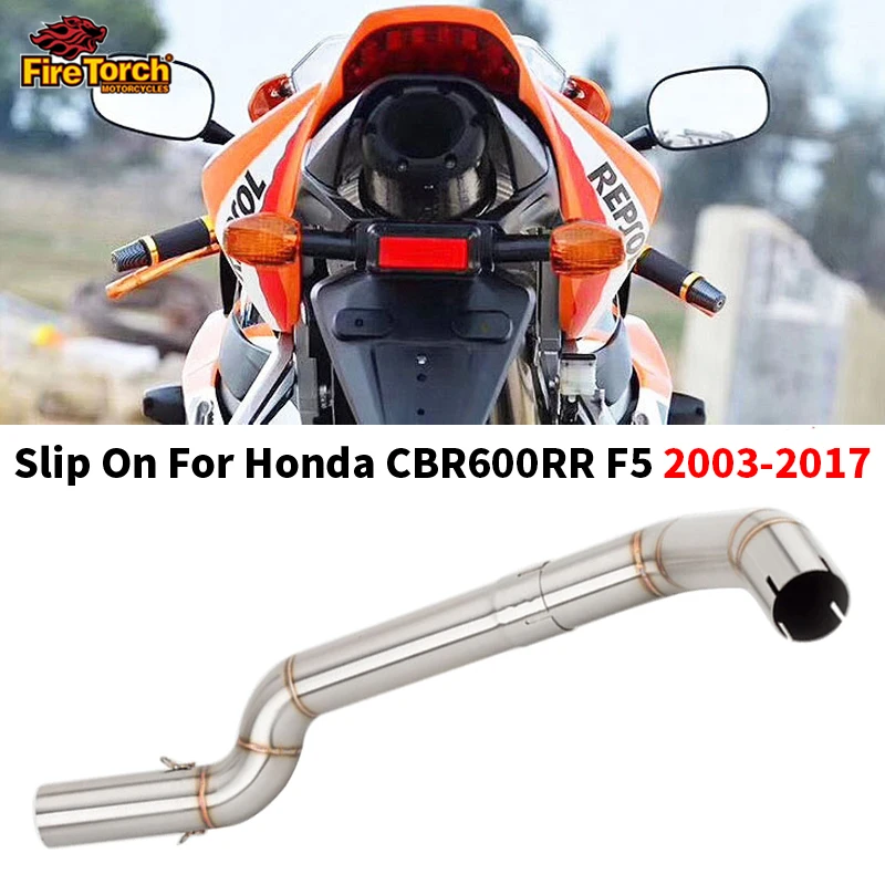 

Slip On For Honda CBR600RR F5 2003-2017 51mm Exhaust Stainless Steel Mid Link Pipe Underseat Muffler Modified Tube Escape Moto