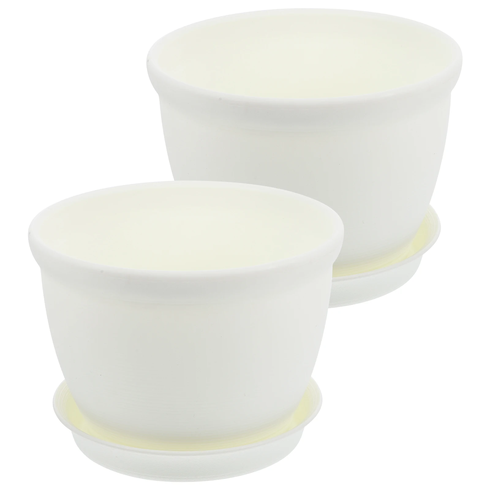 

2Sets ThickenedFlowerPots WhitePlasticContainers IndoorPlants Succulent BalconyGarden Decor 4Inch DrainingHoles PlantsPots