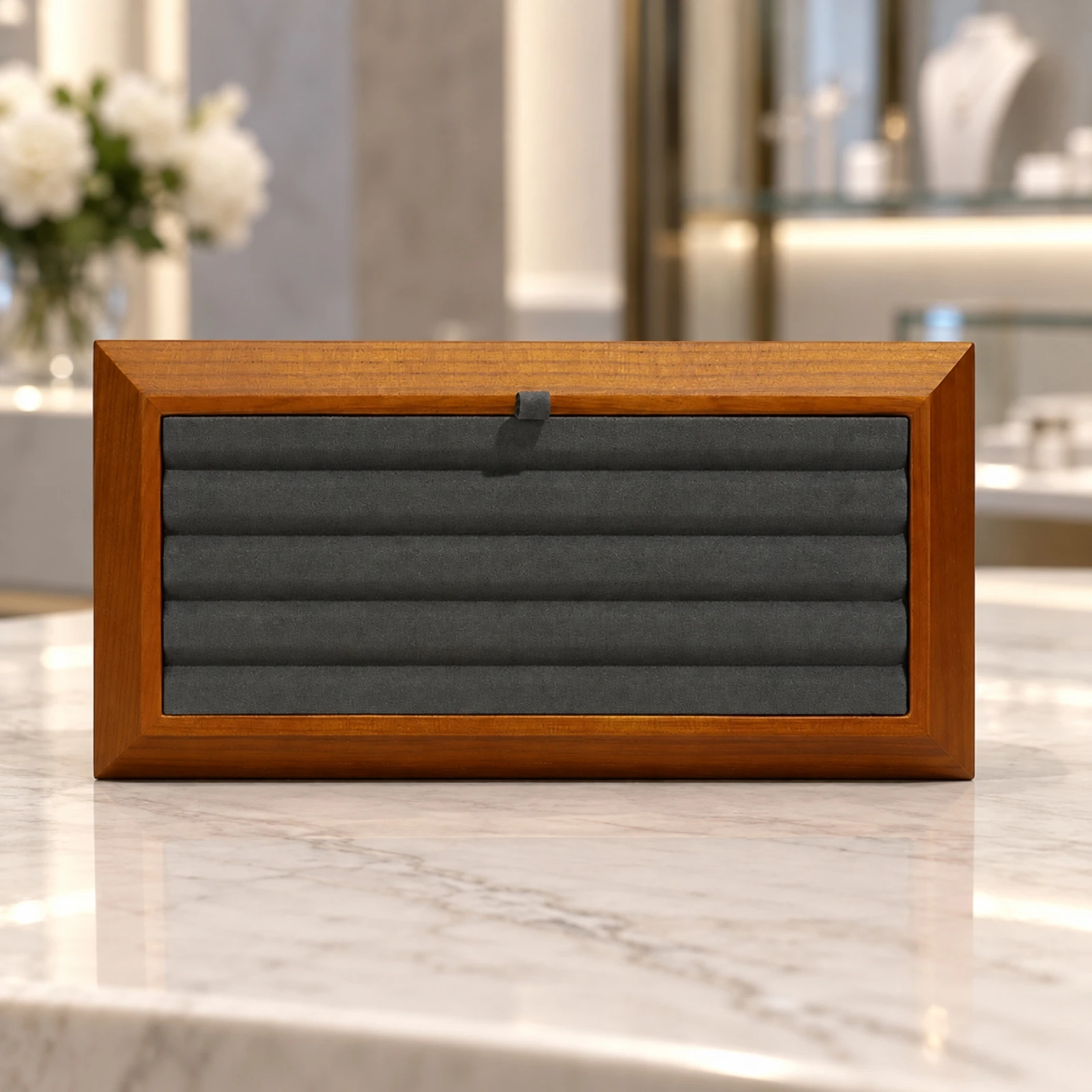 Wooden Jewelry Display Tray Standard Size Display Tray with Grooved Insert Elegant Secure for Retail Counters