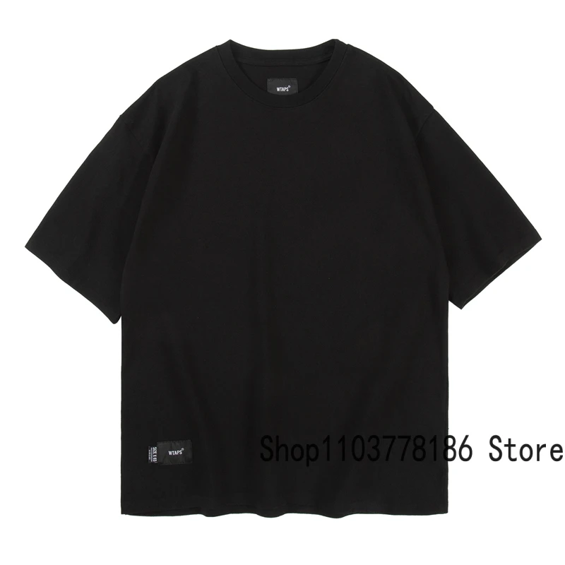 New WTAPS T-shirt Classic Black Green Back Letter Print Roundneck Short Sleeve Loose Breathable Cotton Wtaps Top Men Streetwear