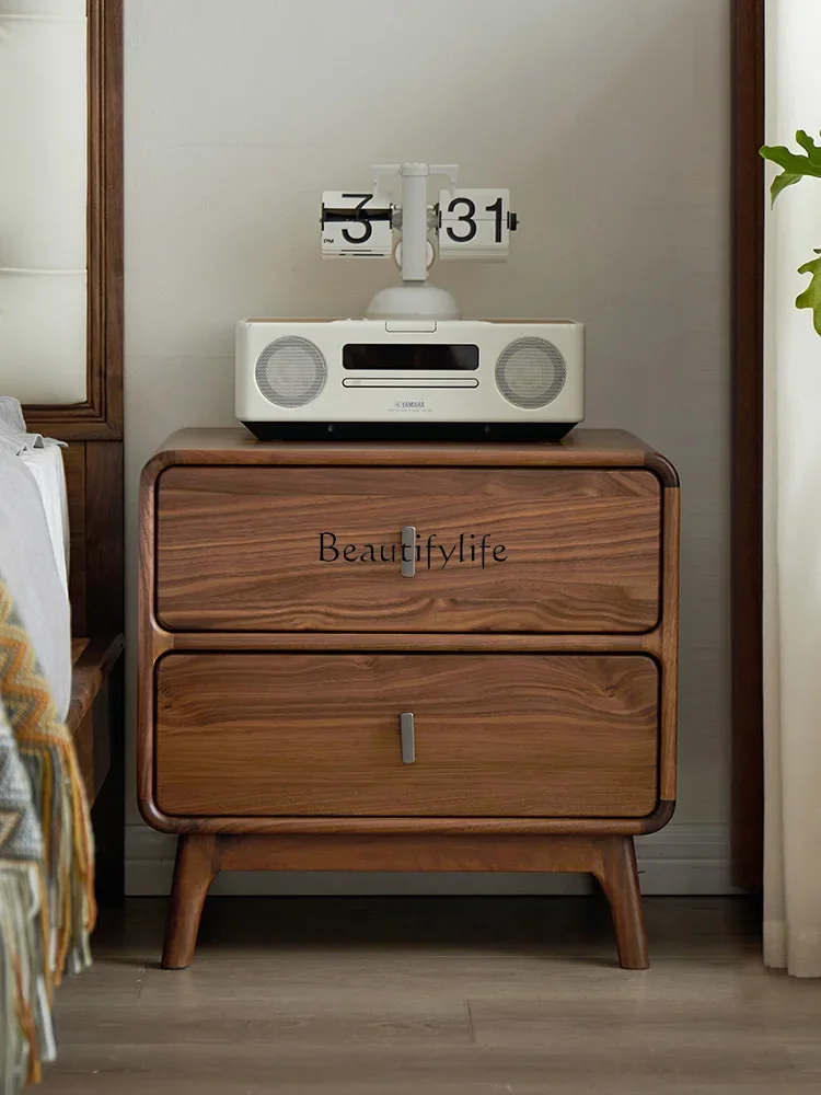 

North American black walnut bedside table all solid wood modern simple bedroom locker