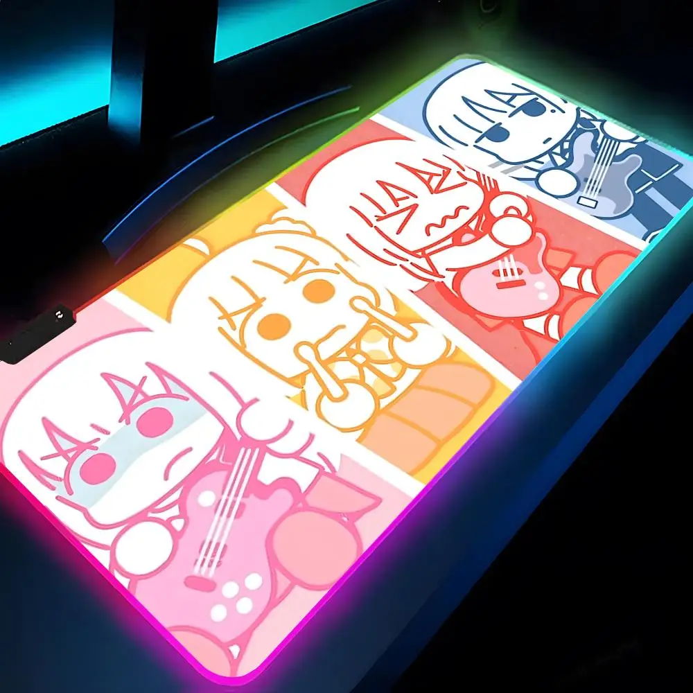 

Anime Bocchi The Rock Mouse Pad Rgb Xxl Laptop Mat Gaming Mousepad Backlit Keyboard Gamer Girl Table Pads Desk