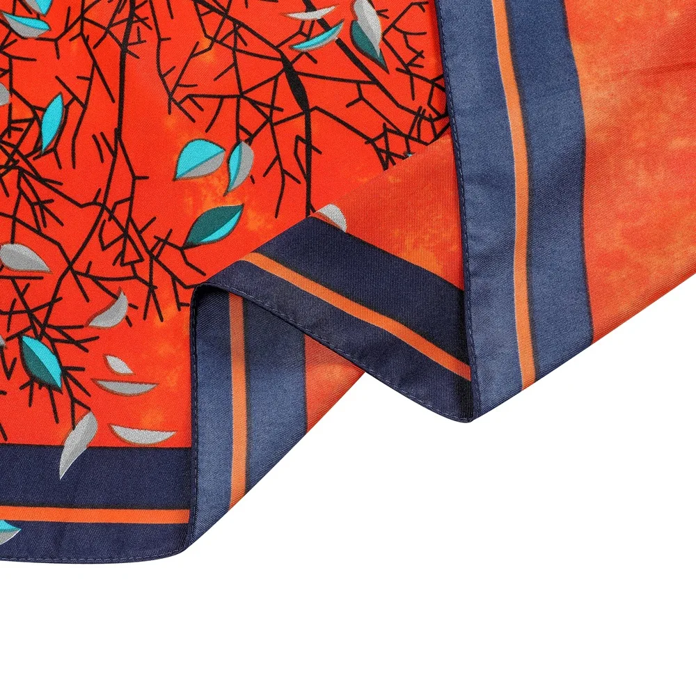 Silk Scarf Women Large Shawls Stoles Money Tree Print Square Scarves Echarpes Foulards Femme Wrap Bandanas 130*130CM