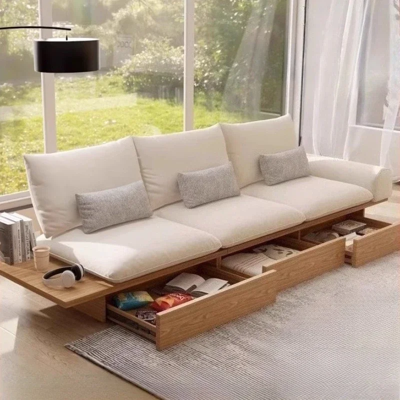 

Wooden Storage Modern Sofa Minimalist 3 Seater Nordic Lounge Sofas Designer Living Room Divani Per Soggiorno Home Furniture