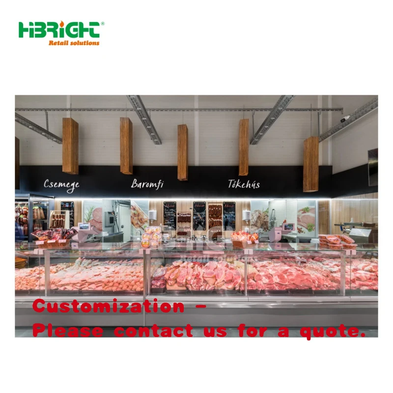 custom.Supermarket Commercial Storage Refrigerator Square Type Butcher Meat Counter