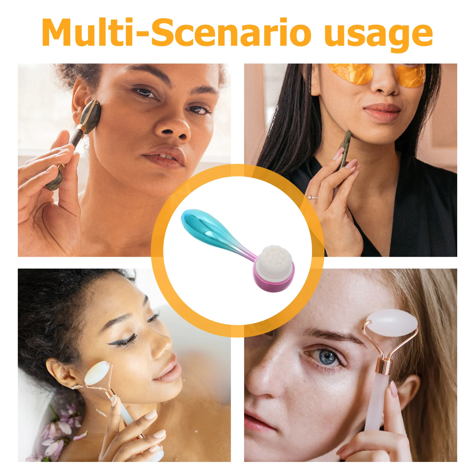 Dry Brush Facial Scrubber Silicone Dual Sided Face Brush Manual Pore Cleansing Blackhead Removing Face Washer Scrubber
