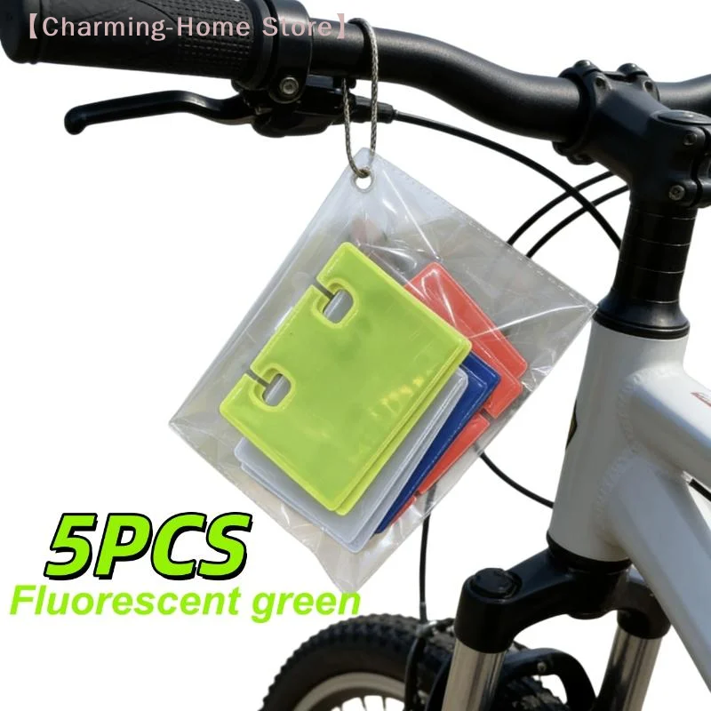 【M】5Pcs Elastic Cycling Reflective Rectangle Sign Visibility Night Riding Safety Warning Rectangle Pendant For Bicycle Seat
