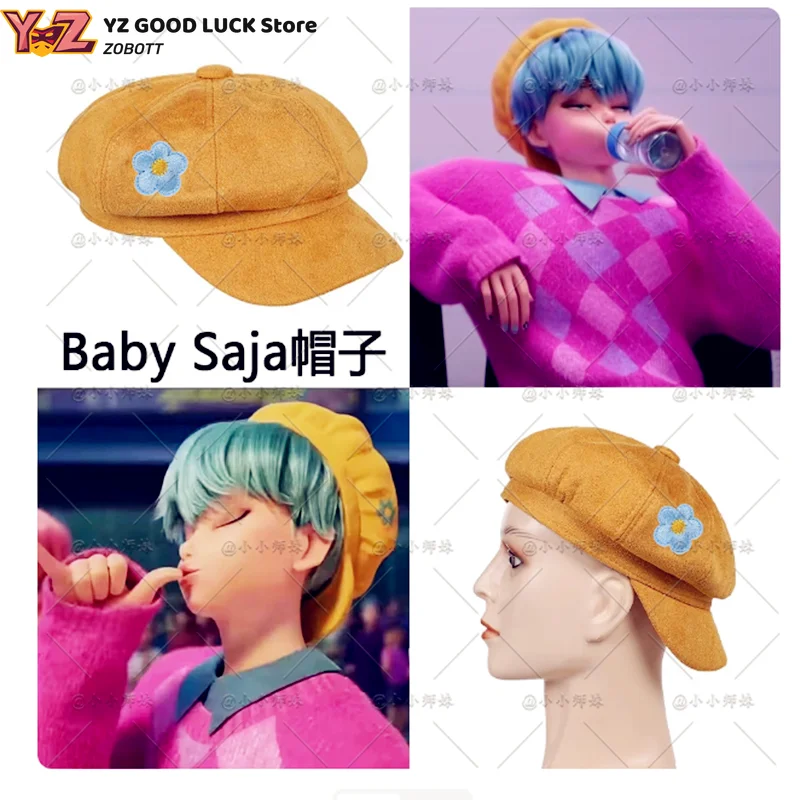 Película KPop Demon Hunters Saja niños bebé Cosplay sombrero Unisex amarillo Retro boina Casual moda gorra carnaval vestir accesorios