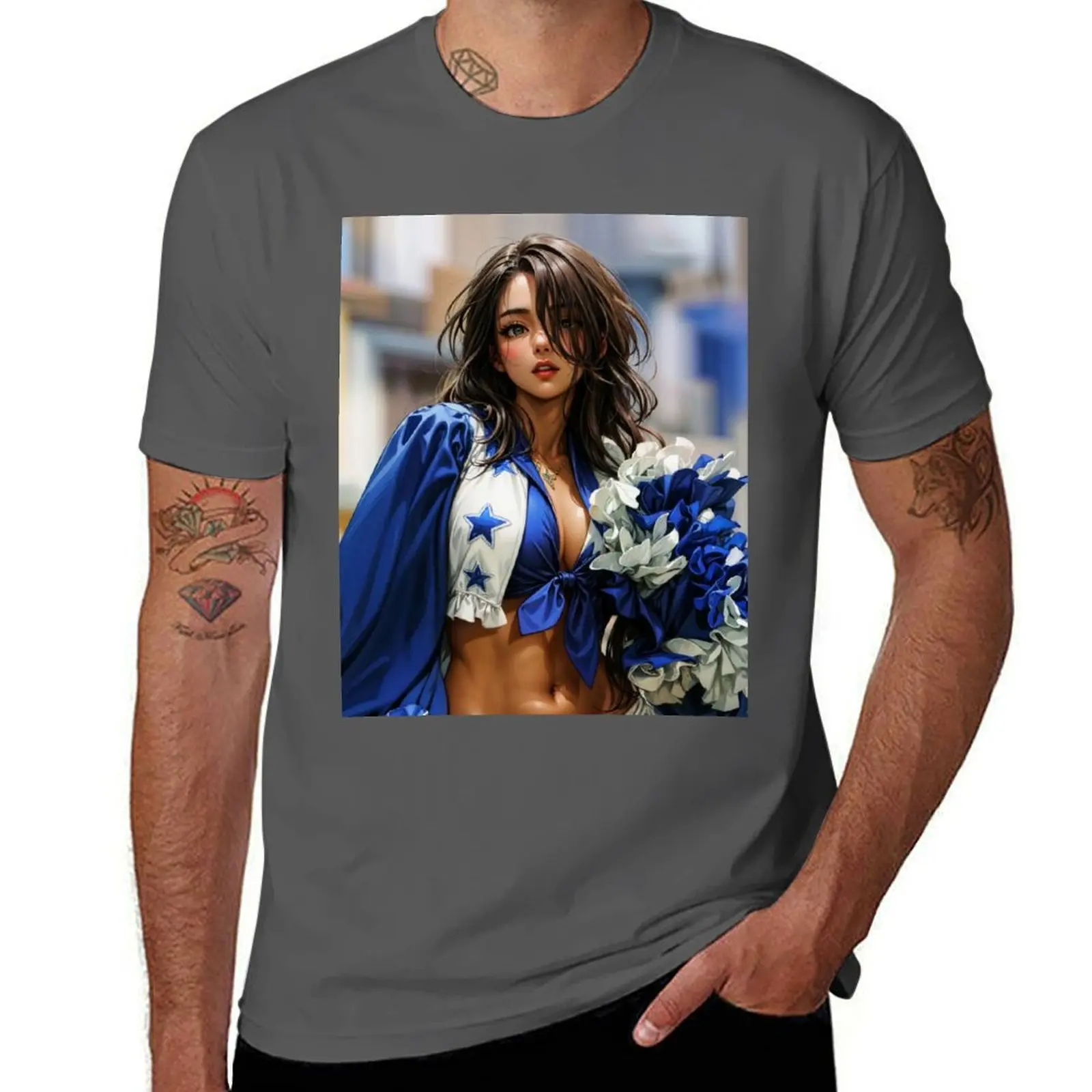 Anime PinUp Girl: Syun Kamakado 039 (disfrazado de una animadora atractiva) Camiseta con estampado de ropa urbana