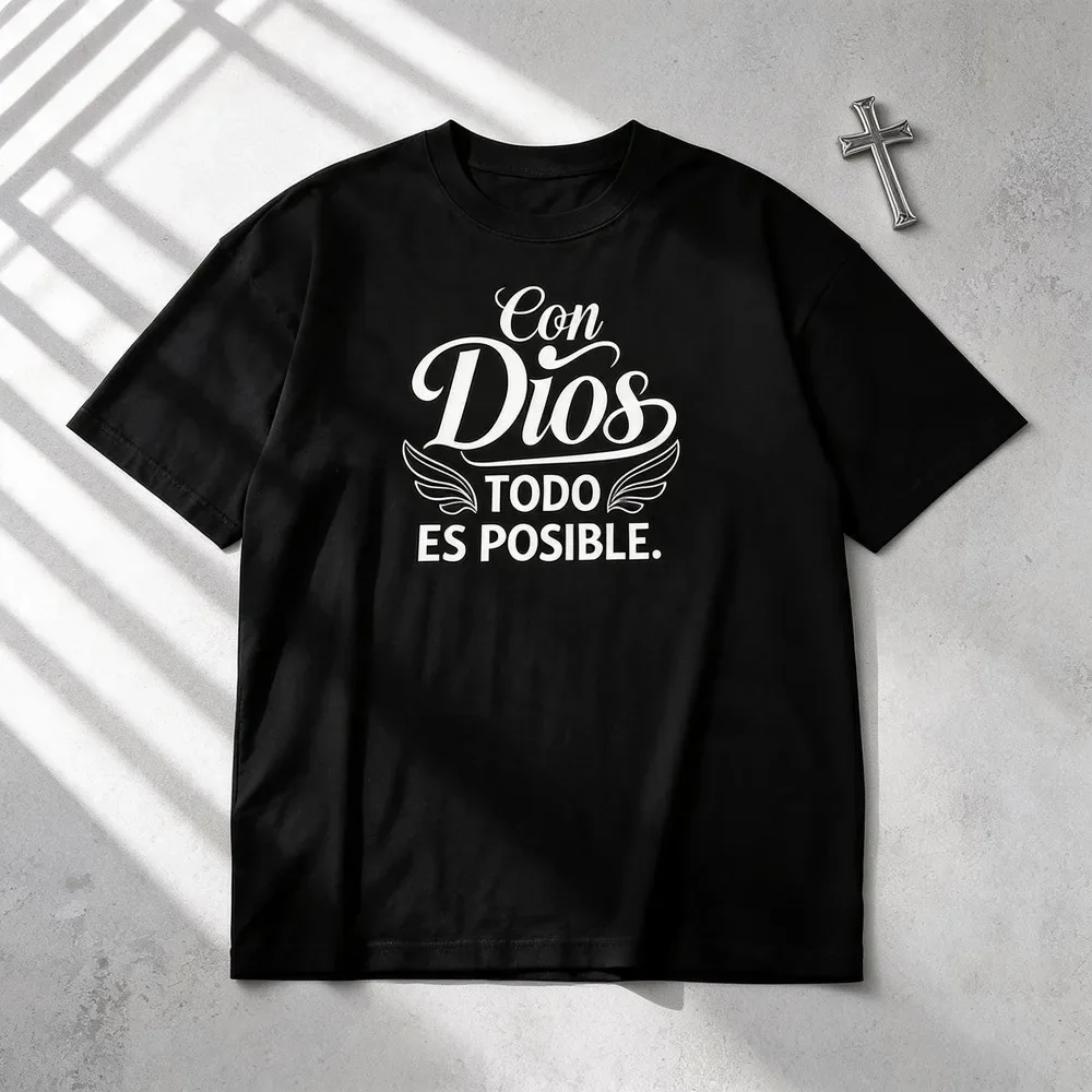 Spanish Christian Graphic Tee Women Plus Size Faith Shirt Con Dios Todo Es Posible